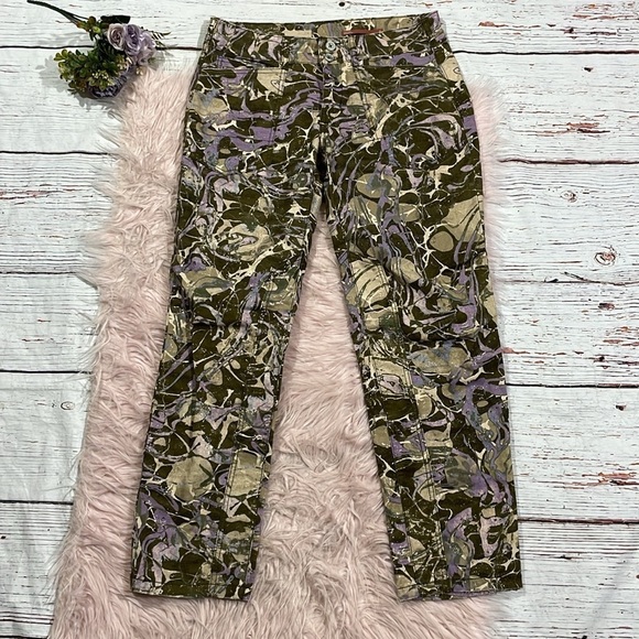 Anthropologie Pilcro The Wanderer Colorful Metallic Marbled Pop Pants - Picture 2 of 12